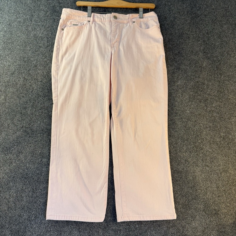 Nine West Womens Pink Straight Leg Capri Jeans Size 12 Stretch Mid Rise Crop